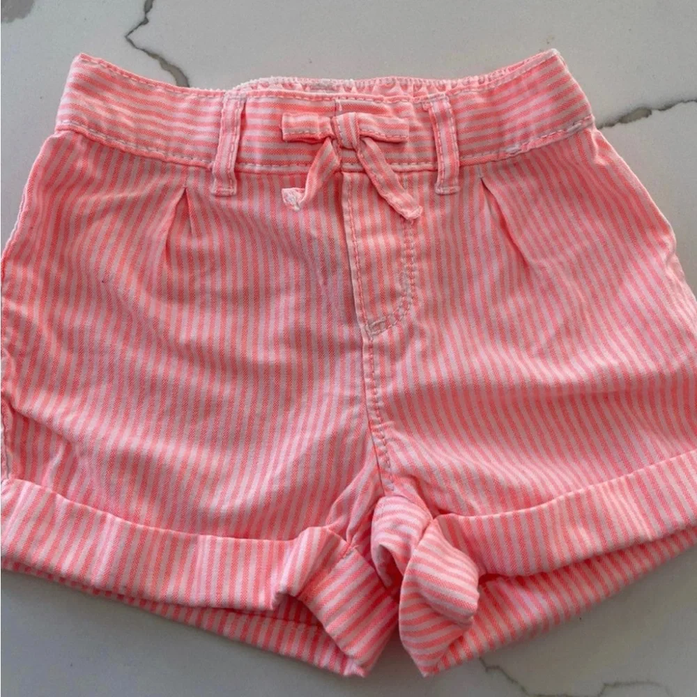 Gymboree girls coral striped shorts 12-18 mo